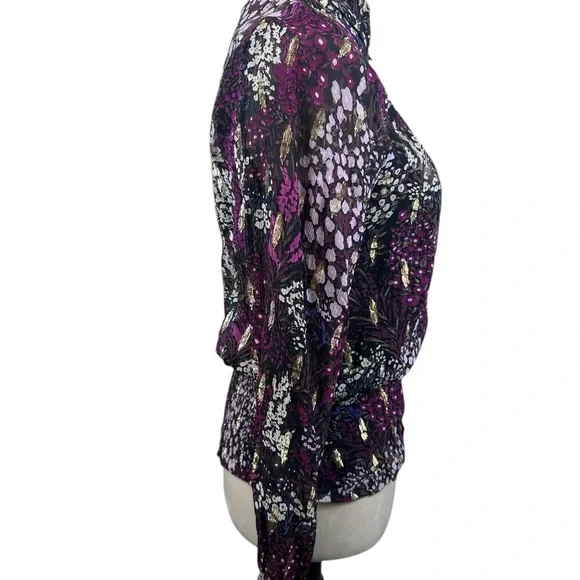 White House Black Market long sleeve top with gold accents size 4 - Picture 4 of 14